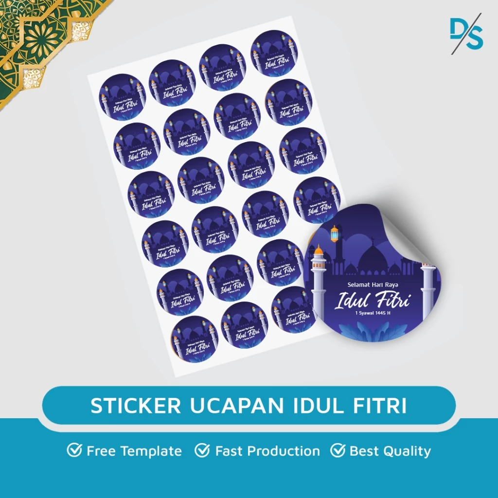 Sticker Idul Fitri / Lebaran / Kue Lebaran Sticker Vinyl A3+