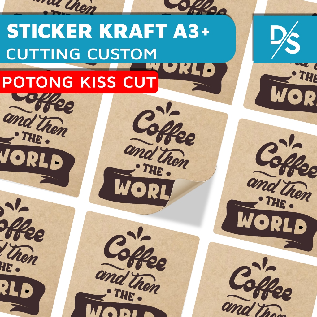DSPRINTIN - Cetak Stiker Label KRAFT A3+ & KISS CUT Sesuai Pola - Cetak Label Kemasan Stiker Kraft - Sticker Kulit Sapi