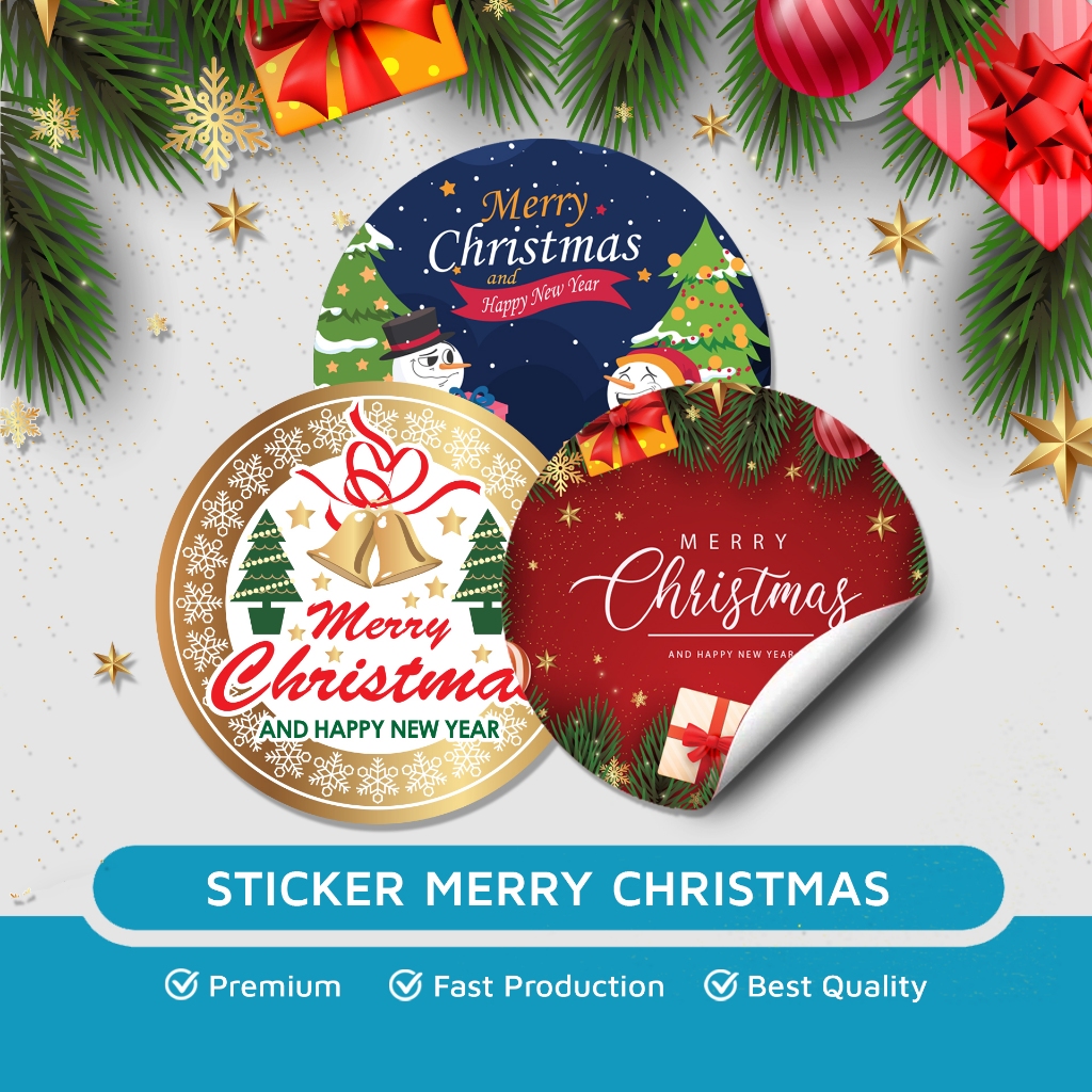 DSPRINTING - Sticker Natal Custom / Label Merry Christmas / Ucapan Natal / Cookies Kue Xmas / Doff /